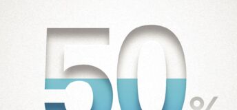 Illustration of concept of half off. 50 percent less.