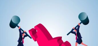 Photo illustration of a business breakup.