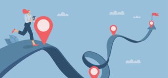 Illustration of concept of meeting business goals.