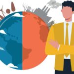 Illustration of entrepreneur focused on climate technologies.