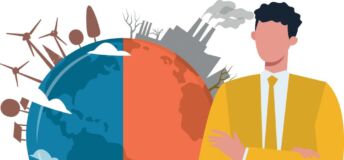 Illustration of entrepreneur focused on climate technologies.