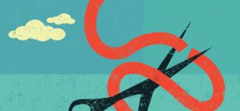 Illustration for the concept of cutting red tape.