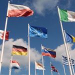 Flags of European countries.