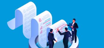 Photo illustration of attorneys/lawyers examining a document.