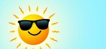 Illustration of sun wearing sun glasses.