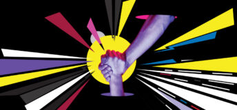 Hands clasped representing human co-operation