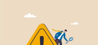 Illustration of concept of doing due diligence, looking for warning signs.